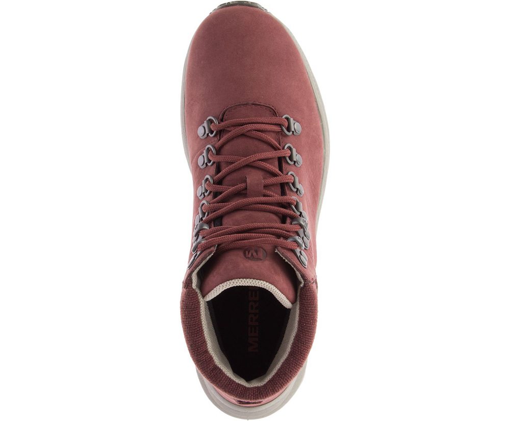 Merrell Boots Burgundy - Ontario Mid Waterproof - Womens 19GDSJKYZ